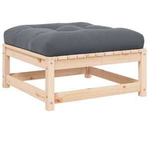 vidaXL Poggiapiedi da Giardino con Cuscino in Legno Massello di Pino