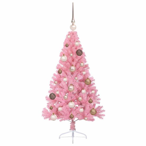 vidaXL Albero di Natale artificiale con luci integrate Rosa 120 cm PVC