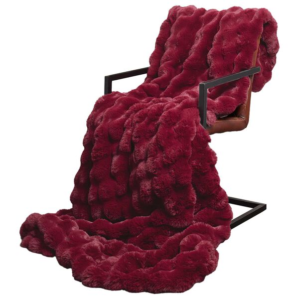 vidaXL Coperta in Pelliccia di Coniglio Finta Rosso Bordeaux