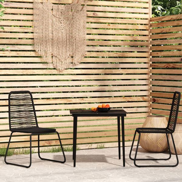 vidaXL Set Mobili da Pranzo per Giardino 3 pz Nero