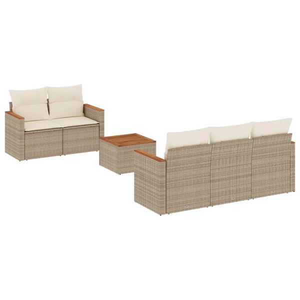 vidaXL Set Divano da Giardino 6 pz con Cuscini Beige in Polyrattan