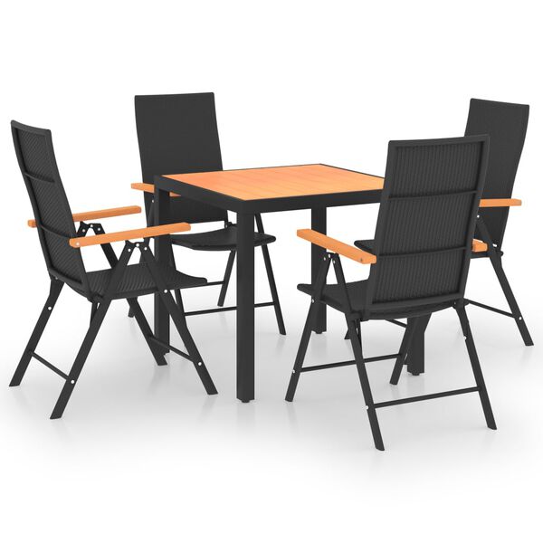 vidaXL Set da Pranzo da Giardino 5 pz Nero e Marrone