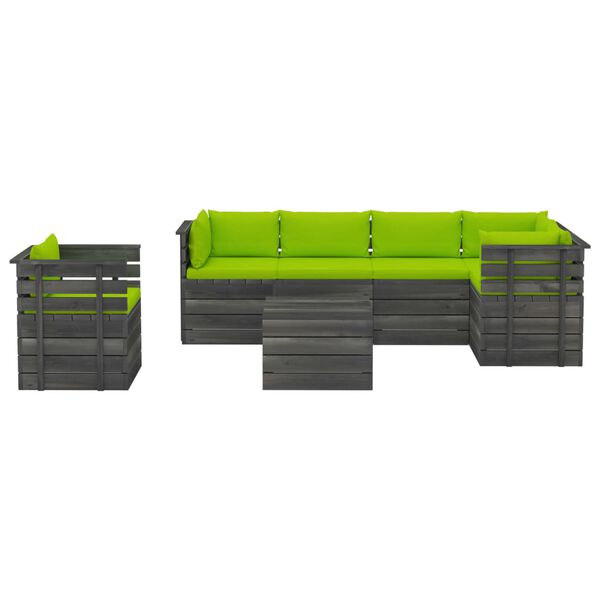 vidaXL Set Divani da Giardino su Pallet 7 pz con Cuscini Massello Pino