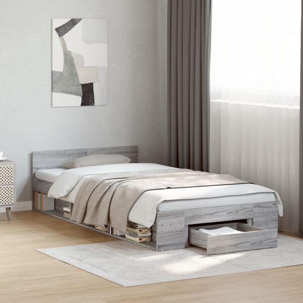 vidaXL Giroletto Cassetto Grigio Sonoma 90x200 cm Legno Multistrato