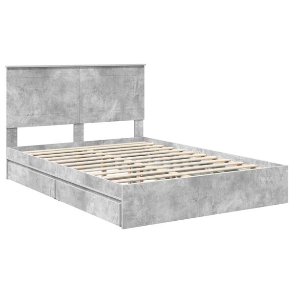 vidaXL Letto con Contenitore con testiera Grigio cemento 150 x 200 cm