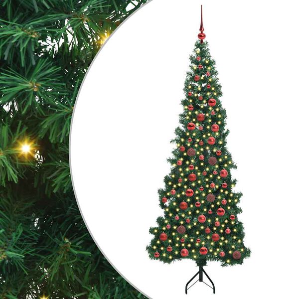 vidaXL Albero di Natale Artificiale Angolare con 300 LED Verde 180 cm