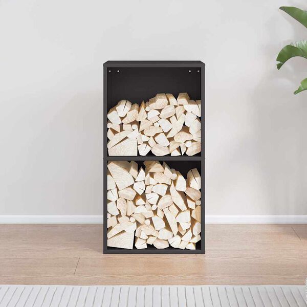 vidaXL Rastrelliera per Legna da Ardere Nera 40x30x75 cm