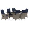 vidaXL Set di tavolo e sedie con cuscino 7 pcs Grigio Rattan in PE