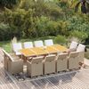 vidaXL Set da Pranzo da Giardino 13 pz con Cuscini in Polyrattan Beige