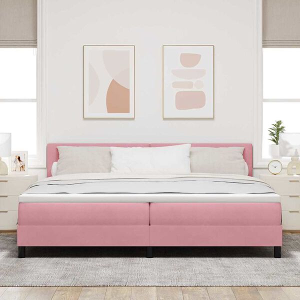 vidaXL Letto a molle con materasso Rosa 200 x 200 cm Velluto