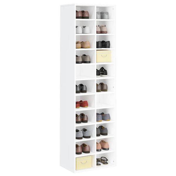 VidaXL Scarpiera In Legno Multistrato 40x36x105 Cm Bianca – 4 Ripiani Aperti + Cassetto, Piedini In Legno, Antiribaltamento