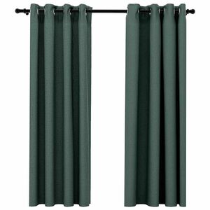 vidaXL Tende Oscuranti Effetto Lino con Occhielli 2 pz Verdi 140x175cm