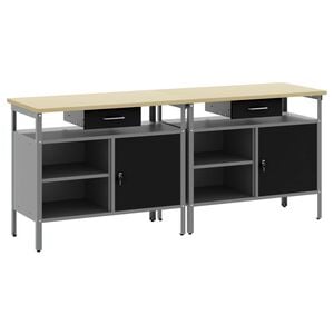 vidaXL Set banco da lavoro 2 pz Nero e Grigio