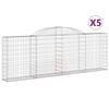 vidaXL Cesti Gabbioni ad Arco 5 pz 300x30x100/120 cm Ferro Zincato