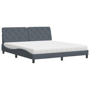 vidaXL Letto con Materasso Grigio Scuro 180x200 cm in Velluto