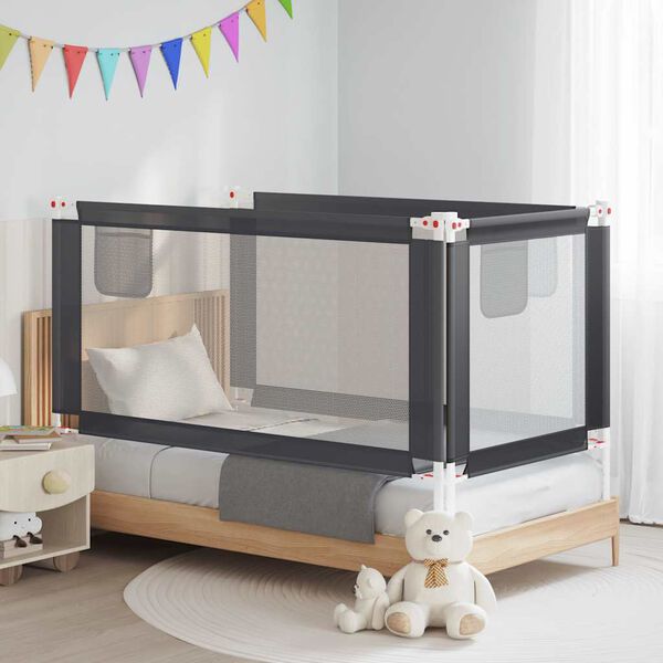 vidaXL Sponda Letto Sicurezza Bambini Grigio Scuro 160x25 cm Tessuto