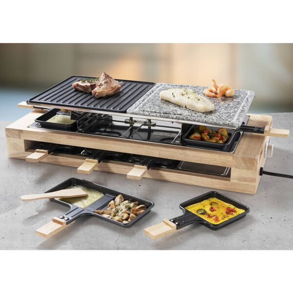Bestron Piastra per Raclette ARG300BW 1500W Nera in Legno XL