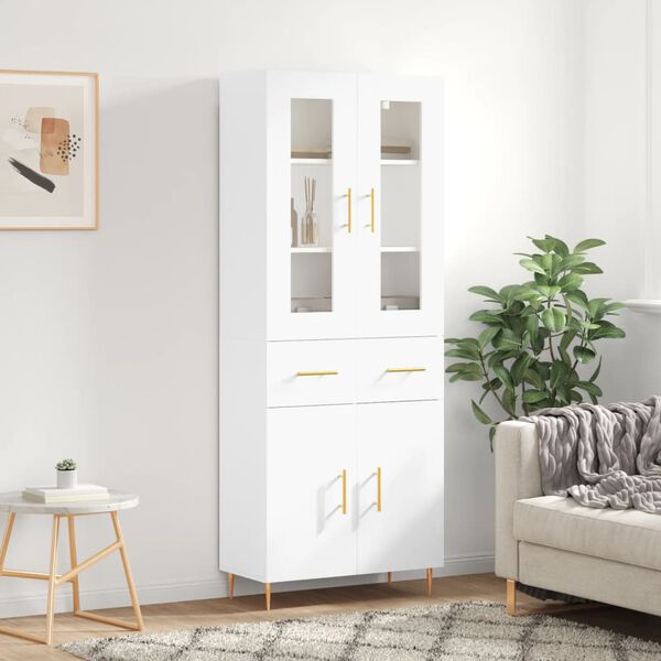 vidaXL Credenza Bianca 69,5x34x180 cm in Legno Multistrato