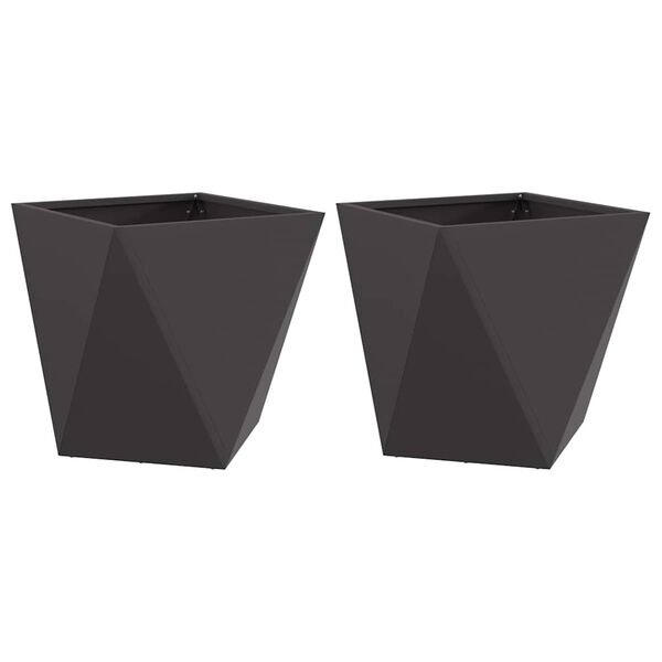 vidaXL Fioriera 2 pcs Nero 50 x 50 x 50 cm Acciaio