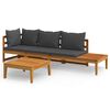 vidaXL Set Divani Giardino 3 pz con Cuscini Grigio Scuro Legno Acacia