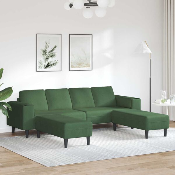 vidaXL Divano Verde Scuro 250 x 188 x 76 cm Tessuto in Cords