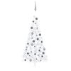 vidaXL Albero di Natale a Met&agrave; Preilluminato con Palline Bianco 210 cm