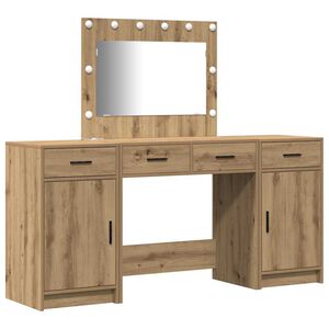 vidaXL Tavolo da Trucco con cassetto 3 pcs Marrone Legno multistrato