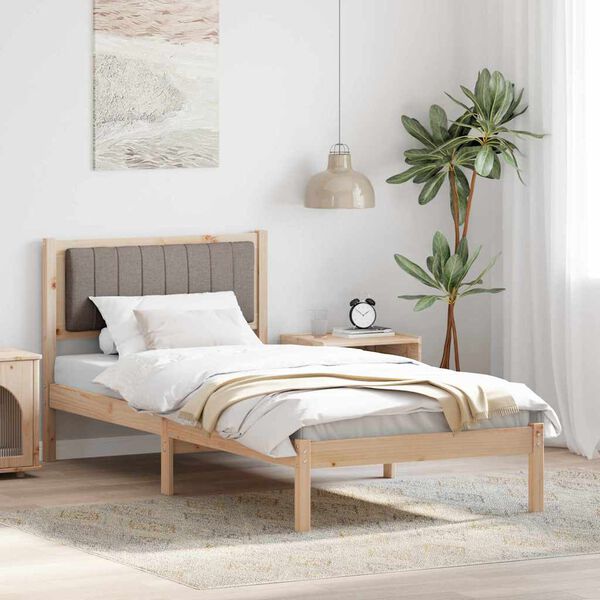 vidaXL Letto con Testiera Rivestita Talpa 90 x 190 cm Pino massello