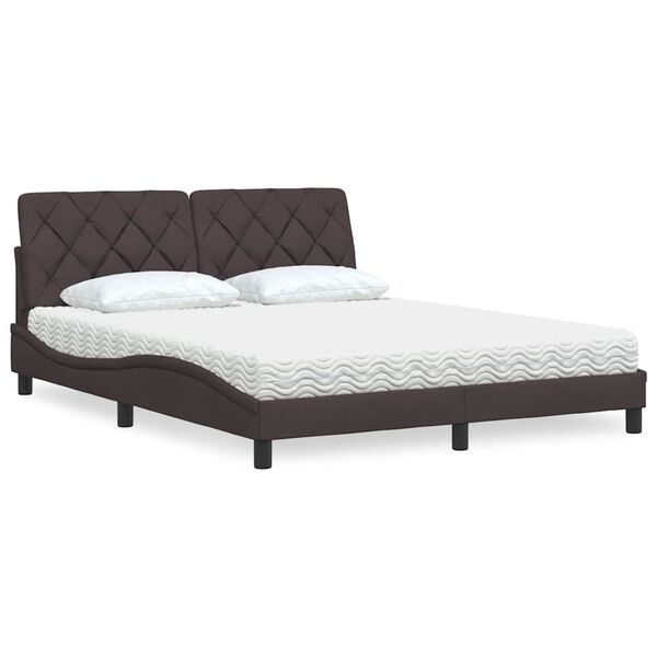 vidaXL Letto con Materasso Marrone Scuro 160x200cm Tessuto