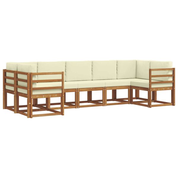 vidaXL Set di divani da esterno con cuscino 7 pcs Naturale e Crema