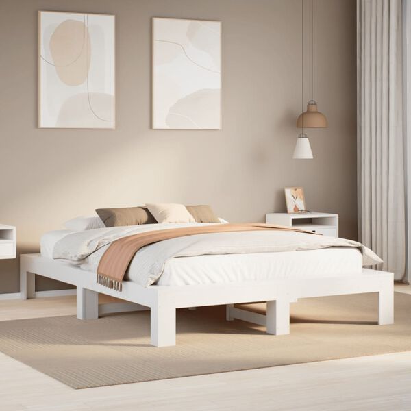 vidaXL Letto senza Materasso Bianco 150x200 cm Legno Massello di Pino