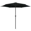 vidaXL Ombrellone da Giardino con Palo in Alluminio 270x246 cm Nero