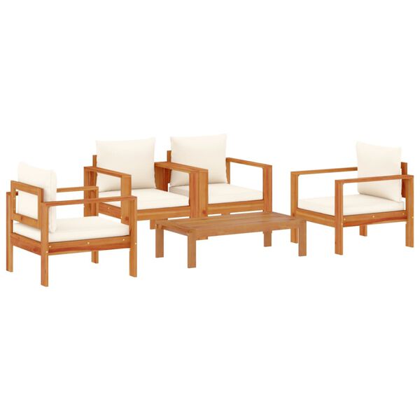 vidaXL Set Divano da Giardino 5 pz con Cuscini Legno Massello Acacia