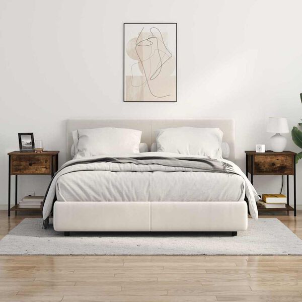 vidaXL Armadio da Notte con cassetto 2 pcs Rovere fum&eacute; 42 x 41 x 56 cm