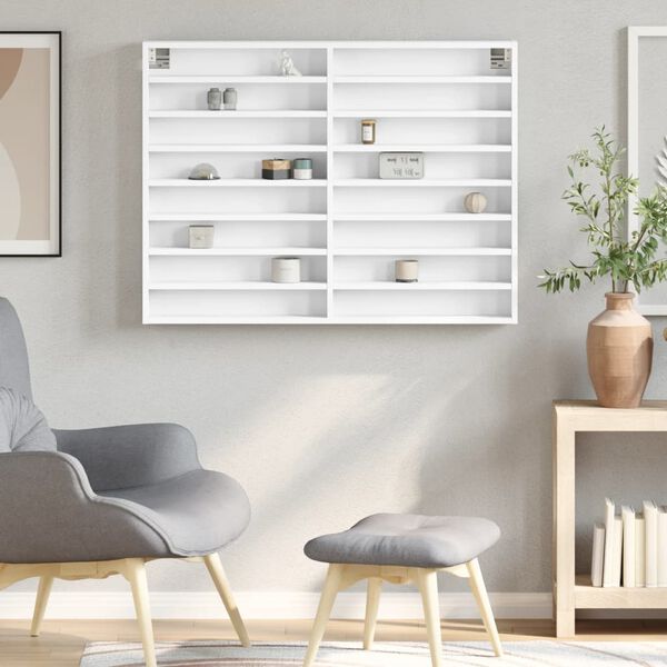 vidaXL Armadietto con Vetrina Bianco 100x8,5x75 cm Legno Multistrato