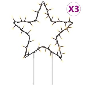 vidaXL Decorazioni Luminose Natalizie Picchetti 3pz Stella 50LED 29cm