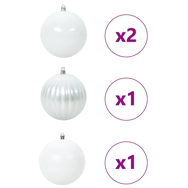 vidaXL Set di Palline di Natale XXL 4 pcs Bianco Plastica