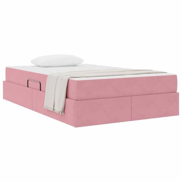vidaXL Letto con contenitore e materasso Rosa 120 x 200 cm Velluto