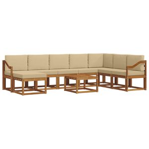 vidaXL Set di divani da esterno 9 pz Naturale e Beige