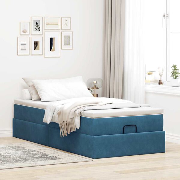 vidaXL Struttura Letto Pouf con Materasso 90x190 cm in Velluto