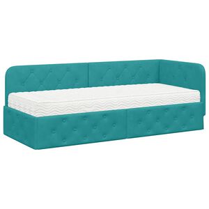 vidaXL Cornice del letto ad angolo Turchese 80 x 200 cm Velluto