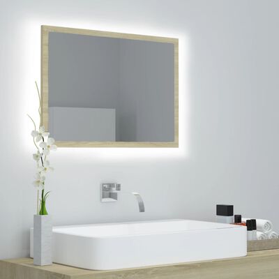 vidaXL Specchio da Bagno LED Rovere Sonoma 60x8,5x37 cm in Truciolato