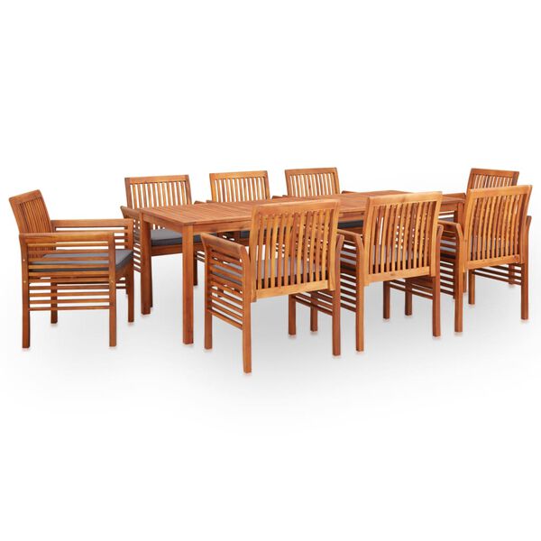 vidaXL Set da Pranzo da Giardino 9 pz con Cuscini Massello di Acacia