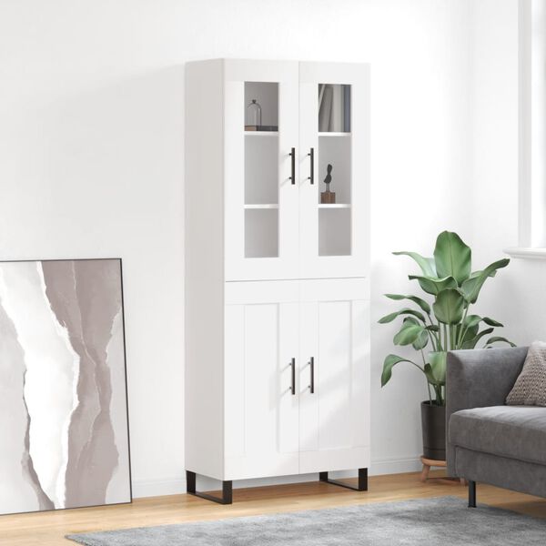 vidaXL Credenza Bianca 69,5x34x180 cm in Legno Multistrato
