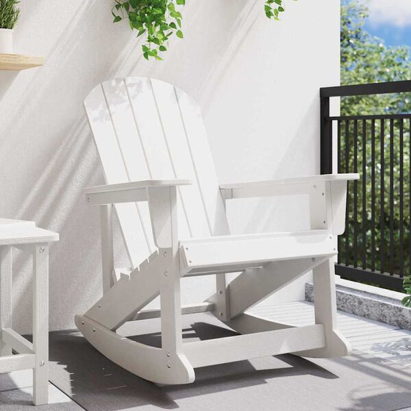 vidaXL Poltrona a dondolo Adirondack Bianco 92 x 73,5 x 92 cm HDPE