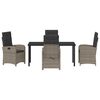 vidaXL Set da Pranzo per Giardino con cuscino 5 pcs Grigio polyrattan