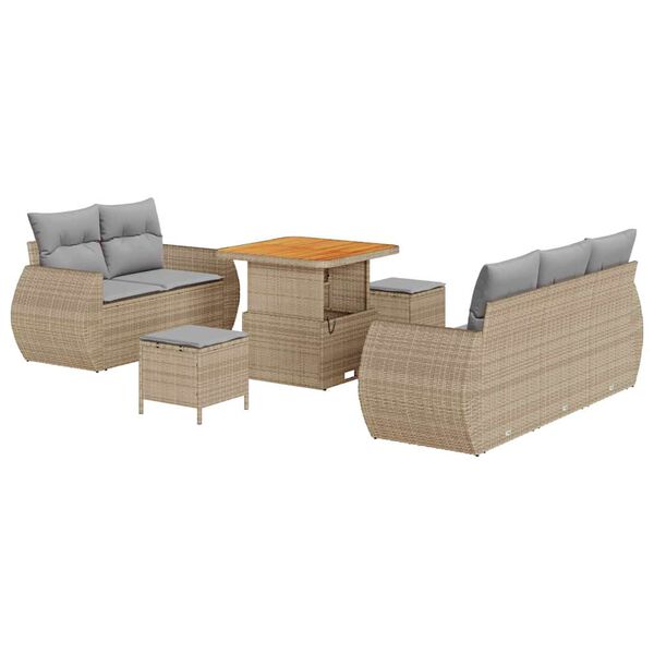 vidaXL Set Divano da Giardino 8 pcs Beige polyrattan