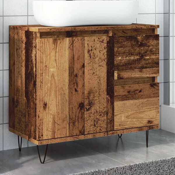 vidaXL Armadietto da Bagno Legno Antico 65x33x60 cm in Truciolato