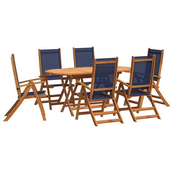 vidaXL Set Pranzo da Giardino 7pz Legno Massello di Acacia e Textilene
