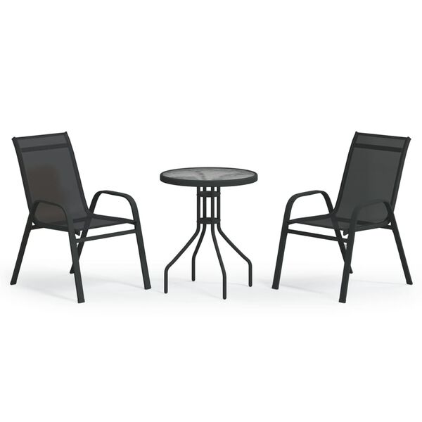 vidaXL Set da Bistrot per Giardino 3 pz Nero